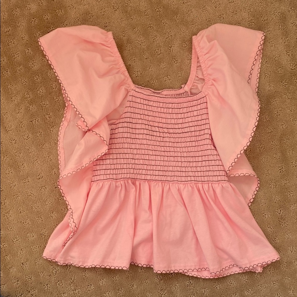 NEVER WORN Zara Girls Pink Ruffle Sleeve Top